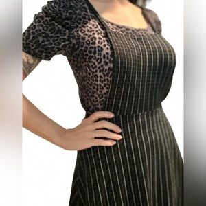 leopard print short sleeve blouse size large